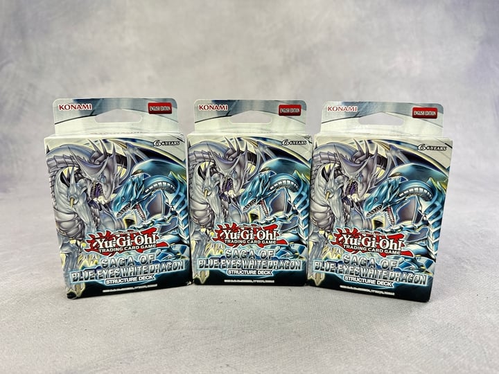 Yu-Gi-Oh! Trading Card Game, Saga Of Blue-Eyes White Dragon Structure Decks, x3 Units (VAT ONLY PAYABLE ON BUYERS PREMIUM)