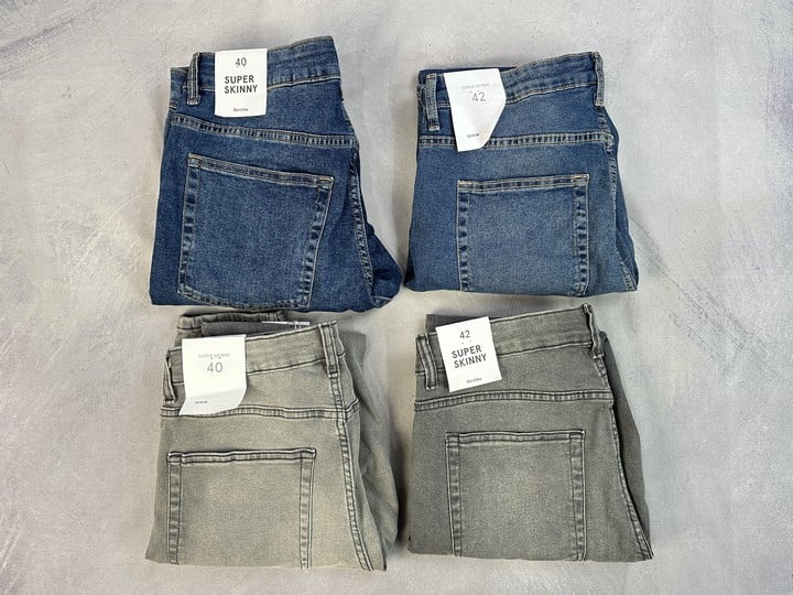 Bershka Super Denim, Skinny Jeans With tags (4 Pairs) - Sizes EUR 2x40, 2x42 (MPSS3292002) (VAT ONLY PAYABLE ON BUYERS PREMIUM)