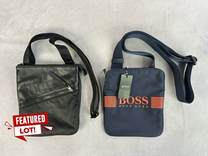 Hugo Boss Pixel Crossbody Bag With Tag, Dimensions 21x24x1cm And Versace Jeans Couture Crossbody Bag (Lettering Peeling), Dimensions 21x24x1cm (Approx) (VAT ONLY PAYABLE ON BUYERS PREMIUM)