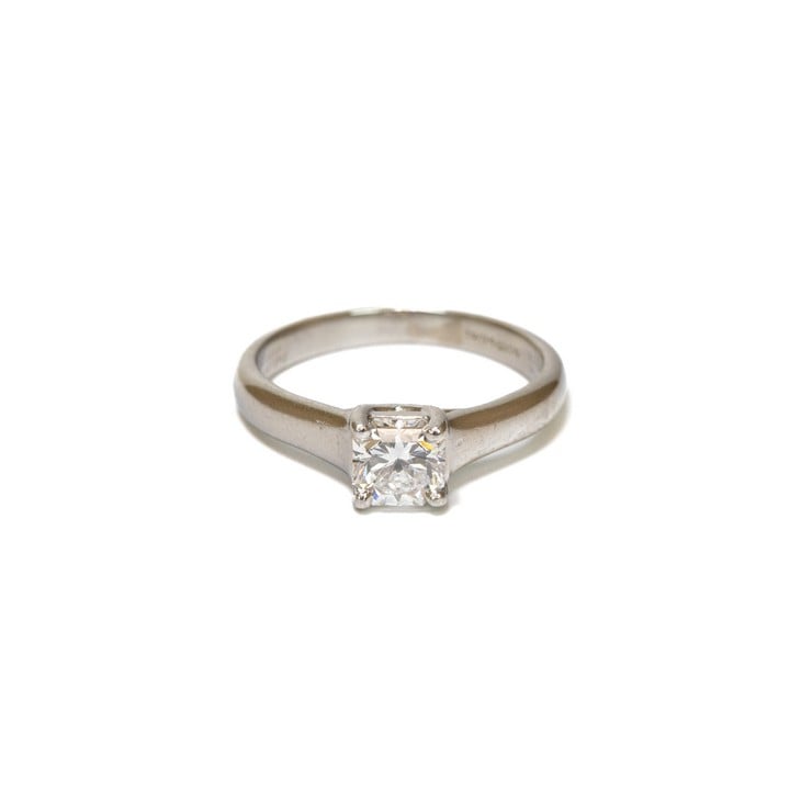 Tiffany & Co. Lucida Platinum 0.65ct Princess-cut Single Stone Diamond Ring, Size K, 4.4g. Colour G-H, Clarity VVS1-VVS2, Auction Guide: £2,500-3,500 (VAT Only Payable on Buyers Premium)