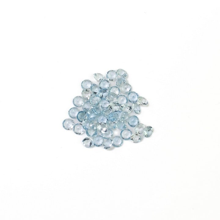 12.80ct Aquamarine Faceted Round-cut Parcel of Gemstones, 4.25mm