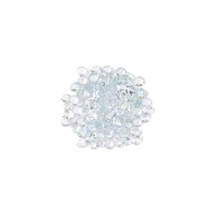 7.24ct Aquamarine Faceted Round-cut Parcel of Gemstones, 2.75mm