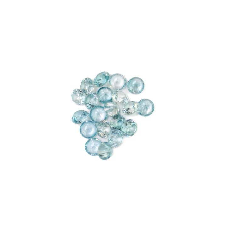 15.87ct Blue Zircon Faceted Round-cut Parcel of Gemstones, 5mm