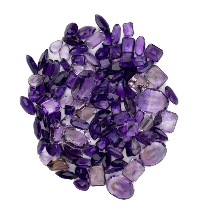 299.75ct Amethyst Faceted Mixed-cut Parcel of Gemstones, mixed