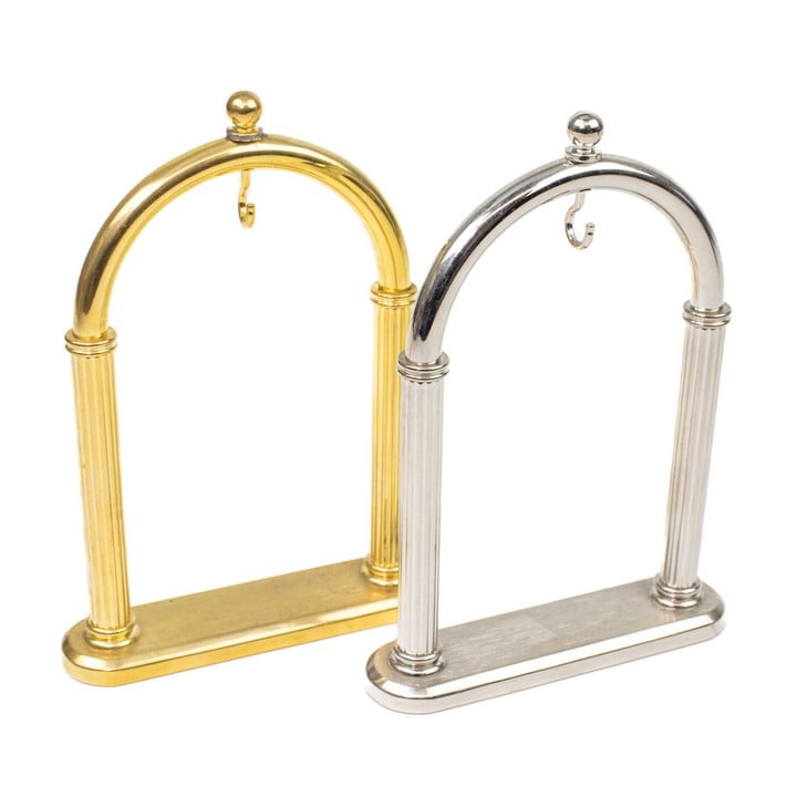 Pair of Stainless Steel Display Stands, 13.5x9.5cm (VAT Only Payable on Buyers Premium)