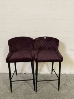 2 X ALTON DINING STOOLS IN MULBERRY PANAMA FABRIC WITH MATT BLACK BASE RRP: £558