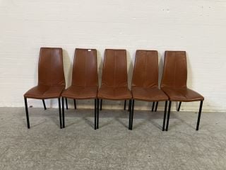 5 X BROWN PALOMA LEATHER DINING CHAIRS