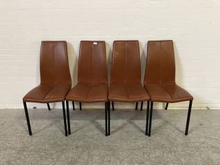 4 X BROWN PALOMA LEATHER DINING CHAIRS