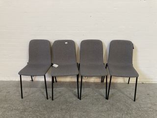 4 X SLATE GREY PADDED BLACK STEEL LEGGED OFFICE CHAIRS