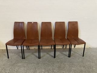 5 X PALOMA BROWN LEATHER PADDED CHAIRS