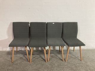 4 X DARK GREY STITCHED FABRIC DINING CHAIRS