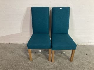 2 X DARK CYAN FABRIC PADDED HIGH BACK CHAIRS