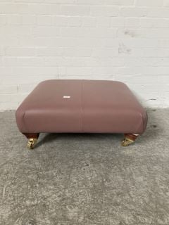 SMALL PINK LEATHER FOOTREST WITH CENTRE STITCH