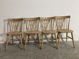 4 X OAK SPINDLE BACK DINING CHAIRS