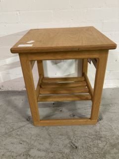 WOODEN SIDE TABLE WITH UNDERRACK H- 51CM W- 45CM D- 45CM