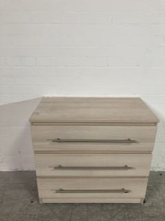 FERRARA 3 DRAWER CHEST W/ STAINLESS STEEL HANDLES H- 75CM W- 81CM D- 47CM