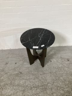 CHARCOAL MARBLE CROSS LEGGED SIDE TABLE H- 50CM W- 45CM D- 45CM