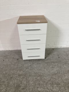 ELEGANT 4 U OAK TOP AND 4 WHITE DRAWER CHEST RRP £276 H- 81CM W- 46.5CM D- 42.5CM