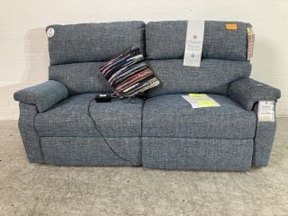 CELEBRITY NEWSTEAD 3 SEATER SINGLE MOTOR RECLINER SOFA W/ HEADREST AND LUMBAR IN AQUA CLEAN FABRIC RRP £4,698