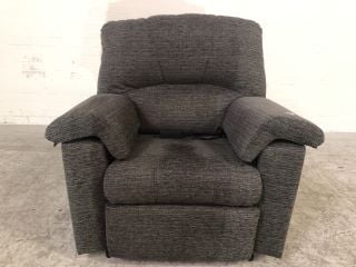 CHARCOAL WOVEN FABRIC RECLINING ARMCHAIR WITH EASY CLEAN ARMREST CUSHIONS