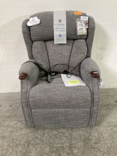 CELEBRITY CANTERBURY GRAND CLOUD ZERO 3 MOTOR LIFT AND RISE RECLINER IN GREY FABRIC WITH WOODEN KNUCKLES RRP £2,599