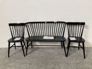 2 X BRAMBRIDGE MATTE BLACK DINING CHAIRS AND BENCH RRP £670