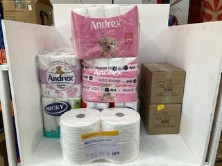 QTY OF ASSORTED TISSUES TO INCLUDE QTY OF ANDREX FAMILY SOFT TOILET ROLLS: LOCATION - A2