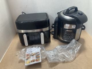 NINJA FOODI MAX MULTI COOKER - MODEL OP500UK - RRP £249.99 TO ALSO INCLUDE TOWER T17088 DUAL BASKET AIR FRYER IN BLACK: LOCATION - A4