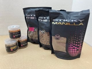 6 X ASSORTED STICKY BAITS ITEMS TO INCLUDE PACK OF MANILLA 1 KG PELLETS - BBE 30/7/27: LOCATION - A13