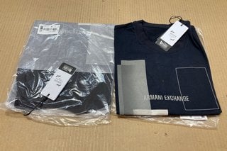 2 X ARMANI MENS PRINTED TOPS IN NAVY - UK SIZE LARGE: LOCATION - A15