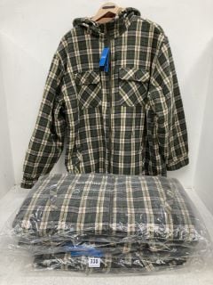 4 X FORT WORKWEAR CHECKED JACKETS IN GREEN - UK M/L/XL: LOCATION - B13