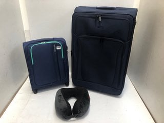 3 X TRAVELING ITEMS TO INCLUDE JOHN LEWIS & PARTNERS SOFTSHELL LARGE SUITCASE IN NAVY: LOCATION - B11