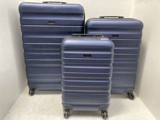 3 X JOHN LEWIS & PARTNERS HARDSHELL SUITCASES IN NAVY - VARIOUS SIZES FROM SMALL TO LARGE: LOCATION - B7