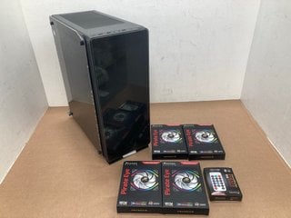 SAHARA GAMING P35 ATX TEMPERED GLASS COMPUTER CASE WITH 4 X SAHARA GAMING PIRATE EYE 12CM RGB FANS & REMOTE CONTROL: LOCATION - C8