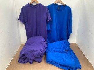 QTY OF GILDAN PLAIN CREW NECK T-SHIRTS IN PURPLE/BLUE - UK M/4XL: LOCATION - C9