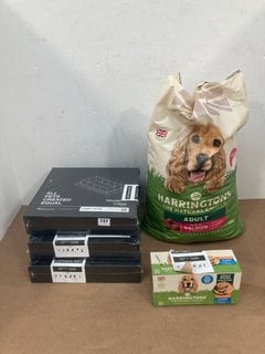 5 X ASSORTED PET ITEMS TO INCLUDE PACK OF HARRINGTONS THE NATURAL 12KG CHOICE ADULT DOG BISCUITS - BBE 26/10/25: LOCATION - C12