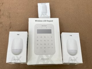 2 X HIKVISION DS-PDP15P-EG2-WE WIRELESS PIR DETECTORS TO ALSO INCLUDE HIKVISION DS-PK1-LT-WE WIRELESS LCD KEYPAD & HIKVISION DS-PKF1-WE WIRELESS KEYFOB - COMBINED RRP £300.00: LOCATION - C13