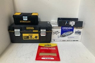 5 X ASSORTED HARDWARE ITEMS TO INCLUDE STANLEY FATMAX STRUCTURAL FOAM TOOL BOX: LOCATION - A0