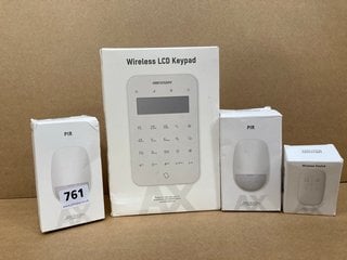 2 X HIKVISION DS-PDP15P-EG2-WE WIRELESS PIR DETECTORS TO ALSO INCLUDE HIKVISION DS-PK1-LT-WE WIRELESS LCD KEYPAD & HIKVISION DS-PKF1-WE WIRELESS KEYFOB - COMBINED RRP £300.00: LOCATION - C13