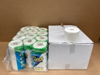 BOX OF ELEGANCE TOILET ROLLS TO ALSO INCLUDE BOX OF EMATIC PURE TOILET ROLLS: LOCATION - C15