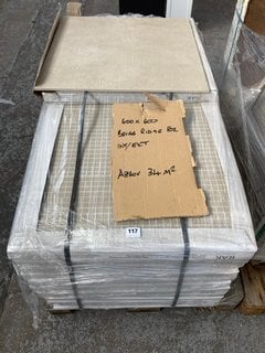 (COLLECTION ONLY) PALLET OF RAK CERAMIC PORCELAIN WALL/FLOOR TILES IN BEIGE RIDGE 600 X 600MM APPROX 34M SQ RRP £1750: LOCATION - D2