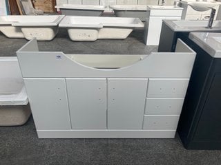 (COLLECTION ONLY) FLOOR STANDING 3 DOOR 3 DRAWER BATHROOM SINK UNIT ONLY IN GLOSS WHITE RRP £325: LOCATION - D4