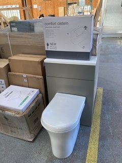 (COLLECTION ONLY) 570 X 240MM TOILET UNIT IN MATT STONE GREY & WHITE WITH BTW PAN & SEAT WITH CONCEALED CISTERN FITTING KIT - RRP £780: LOCATION - D1