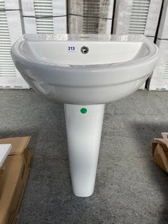 (COLLECTION ONLY) 500 X 400MM CERAMIC BASIN WITH MATCHING PEDESTAL RRP £325: LOCATION - D3