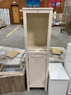 FLOOR STANDING 1 DOOR WITH OPEN SHELF BATHROOM CABINET IN IVORY 1480 X 385 X 310MM - RRP £505: LOCATION - D1