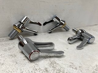 PAIR OF BASIN LEVER ACTION PILLAR TAPS AND MATCHING BATH LEVER ACTION PILLAR TAPS IN CHROME RRP £425: LOCATION - R1