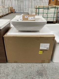 ROPER RHODES WALL HUNG 1 DRAWER COUNTERTOP SINK UNIT IN SLATE GREY & WHITE 670 X 400MM WITH A 1TH CERAMIC BASIN COMPLETE WITH A MONO BASIN MIXER TAP & CHROME SPRUNG WASTE - RRP £765: LOCATION - D2