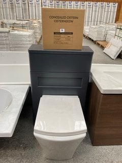 (COLLECTION ONLY) 570 X 230MM TOILET UNIT IN MATT GREY WITH BTW PAN & SEAT WITH CONCEALED CISTERN FITTING KIT - RRP £780: LOCATION - D2