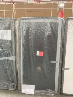 (COLLECTION ONLY) CLEAR GLASS SILVER FRAMELESS SHOWER SIDE PANEL 900 X 1950MM WITH A 1700 X 900MM BLACK SLATE EFFECT PEARLSTONE SHOWER TRAY RRP £1500: LOCATION - BR1