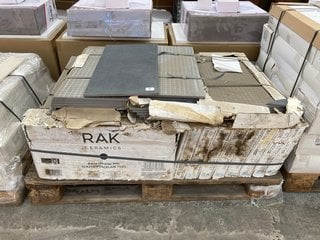 (COLLECTION ONLY) PALLET OF RAK CERAMIC 300 X 600MM TILES IN DARK GREY RIDGE EFFECT APPROX 20M SQ RRP £1125: LOCATION - D1